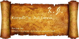 Korpás Julianna névjegykártya